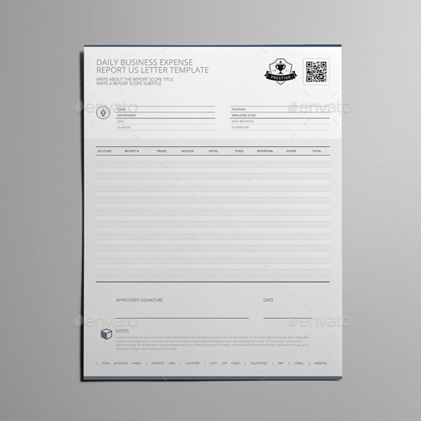 Daily Business Expense Report US Letter Template by Keboto GraphicRiver